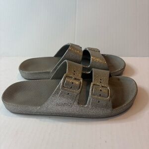 Freedom Moses Women Gray Silver Glitter Sandals EUR 40/41